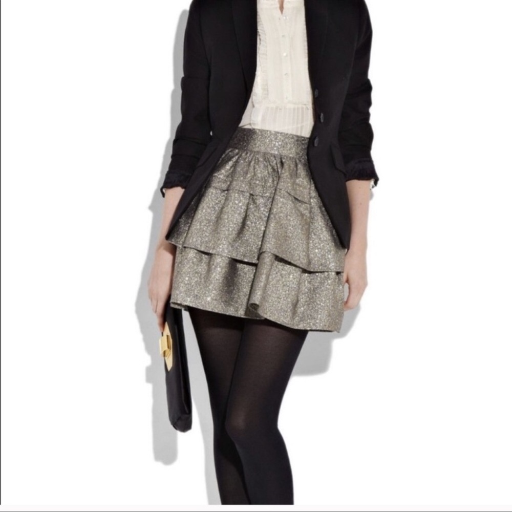 Diane Von Furstenberg metallic tiered mini skirt